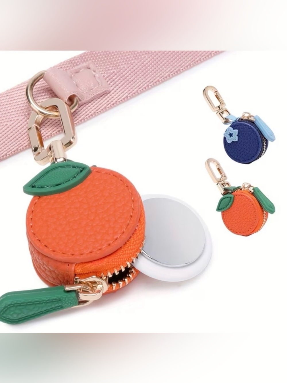 Air Tag cases, One Cute Orange Keychain case and Blueberry Air Tag Case